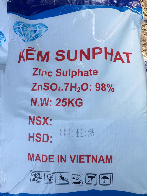 Kẽm sunfat - ZnSO4.7H2O, 25kg/Bao Việt Nam