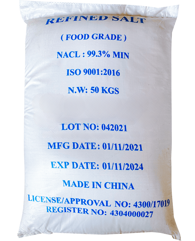 Sodium chloride NaCl 99%, China, 50kg/bao